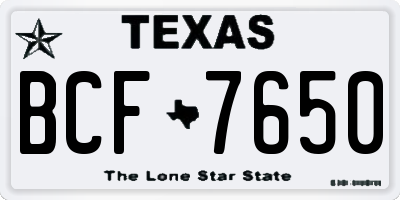 TX license plate BCF7650