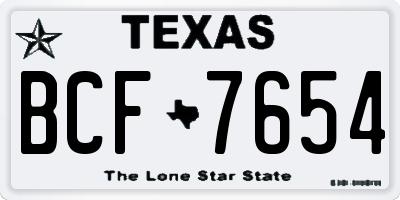 TX license plate BCF7654