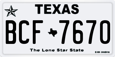 TX license plate BCF7670