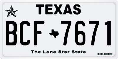 TX license plate BCF7671