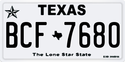 TX license plate BCF7680