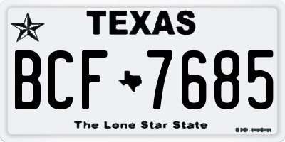 TX license plate BCF7685