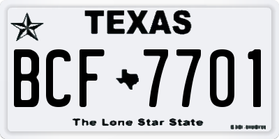 TX license plate BCF7701