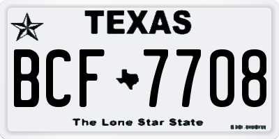 TX license plate BCF7708