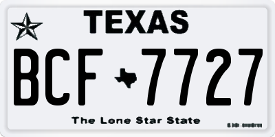 TX license plate BCF7727