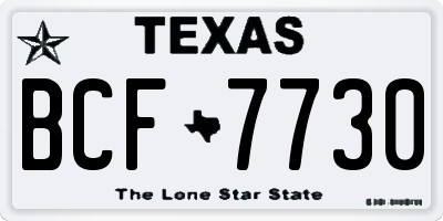 TX license plate BCF7730