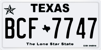 TX license plate BCF7747