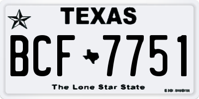 TX license plate BCF7751