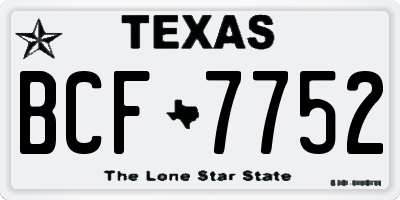 TX license plate BCF7752