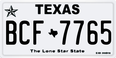 TX license plate BCF7765