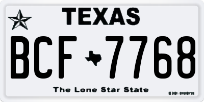 TX license plate BCF7768