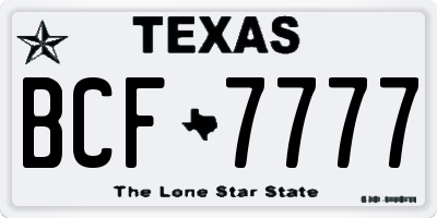 TX license plate BCF7777