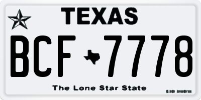 TX license plate BCF7778