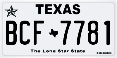 TX license plate BCF7781