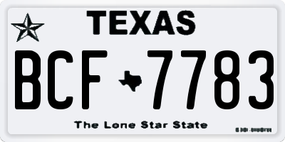 TX license plate BCF7783