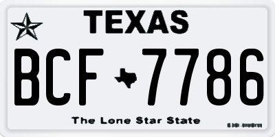 TX license plate BCF7786