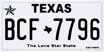TX license plate BCF7796