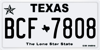 TX license plate BCF7808