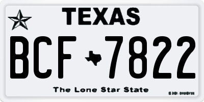 TX license plate BCF7822