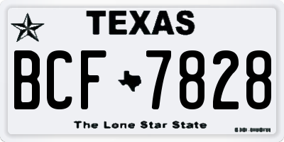 TX license plate BCF7828