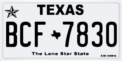 TX license plate BCF7830