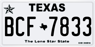 TX license plate BCF7833