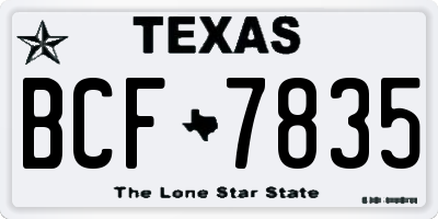 TX license plate BCF7835