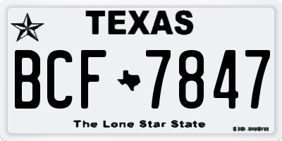 TX license plate BCF7847