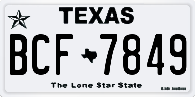 TX license plate BCF7849