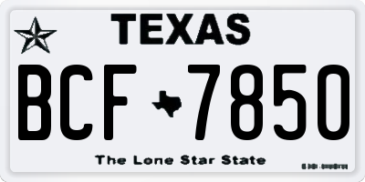 TX license plate BCF7850