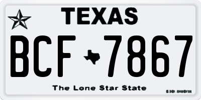 TX license plate BCF7867