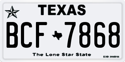 TX license plate BCF7868