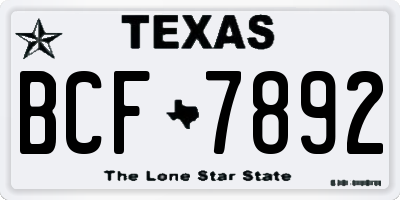 TX license plate BCF7892