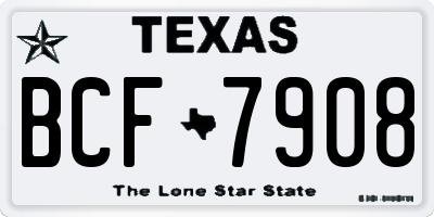 TX license plate BCF7908
