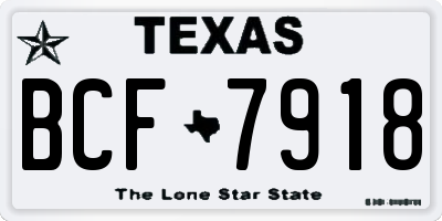 TX license plate BCF7918