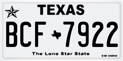 TX license plate BCF7922