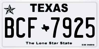 TX license plate BCF7925