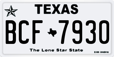 TX license plate BCF7930