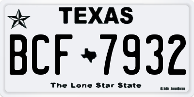 TX license plate BCF7932