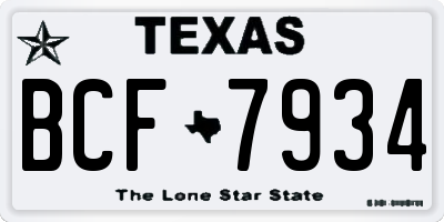 TX license plate BCF7934