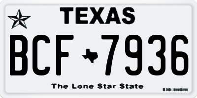 TX license plate BCF7936