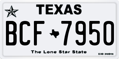 TX license plate BCF7950
