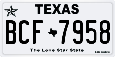 TX license plate BCF7958