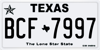 TX license plate BCF7997