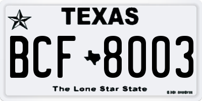 TX license plate BCF8003