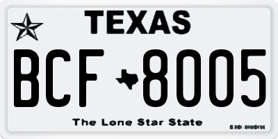 TX license plate BCF8005