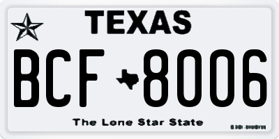 TX license plate BCF8006