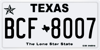 TX license plate BCF8007