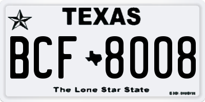 TX license plate BCF8008