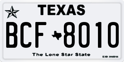 TX license plate BCF8010